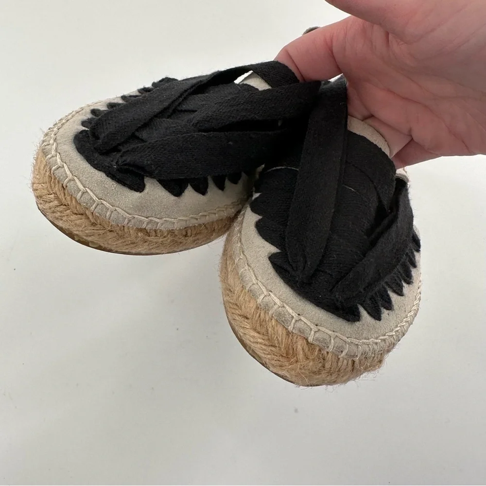 Free people flats 36 6 black beige suede dorsay Espadrilles coastal granny